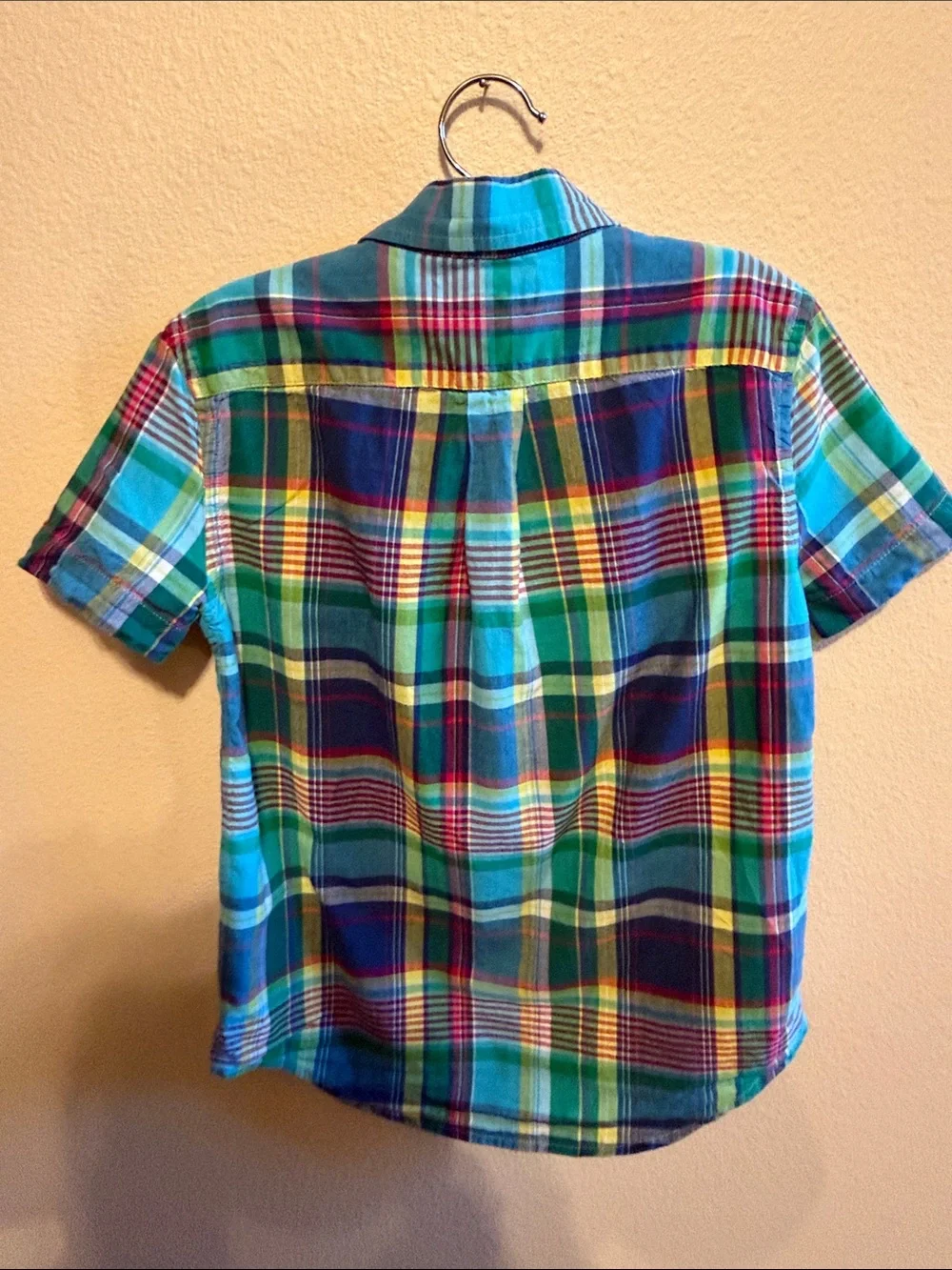 Ralph Lauren Boys Short-Sleeve Plaid Button-Down - Blue, Green & Yellow